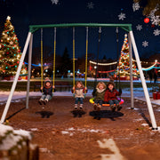 9.5' Heavy Duty Tall Swing Sets for Backyard for Kids and Adults with Saucer Swing, 2 Belt Swings