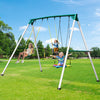 9.5' Heavy Duty Tall Swing Sets for Backyard for Kids and Adults with Saucer Swing, 2 Belt Swings