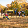 660 LB Heavy-Duty 6-in-1 Backyard Playground with Slide, Monkey Bars & 2 Swings for Kids