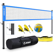 Patiassy Portable Professional Outdoor Volleyball Net Set with Adjustable Height Aluminum Poles, Winch System, Volleyball with Pump and Carrying Bag for Backyard Beach