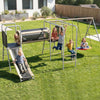 metal swing set with slide