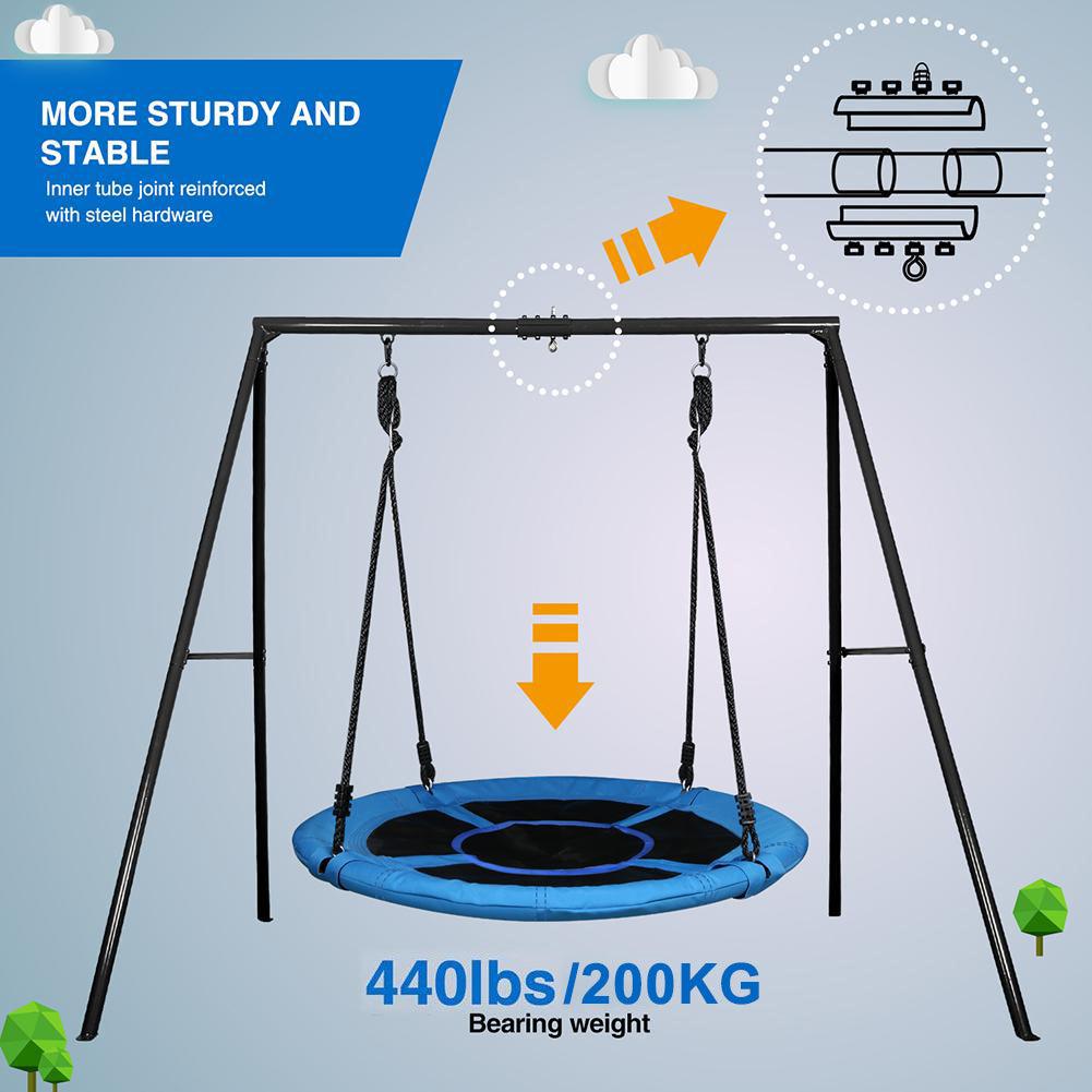 440lbs Metal Frame Saucer Swing Set Outdoor for Kids and Adult