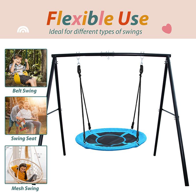 440lbs Metal A-Frame Swing Set with Blue Saucer Swing Seat – Autojoy