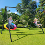 AB0801C - 500lbs Metal Swing Sets with Two Belt Swing and One Saucer Swing