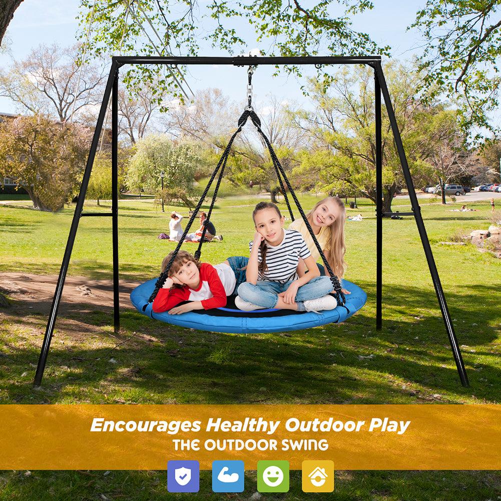 440lbs Metal Frame Saucer Swing Set Outdoor for Kids and Adult