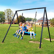 【Black Friday Deal】440lbs Metal A-Frame Swing Set with Blue Saucer Swing Seat