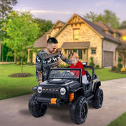 MCBOB 12V Battery Powered Electric Ride On Car with Parental Remote Control and 2 Leather Seater（Black）